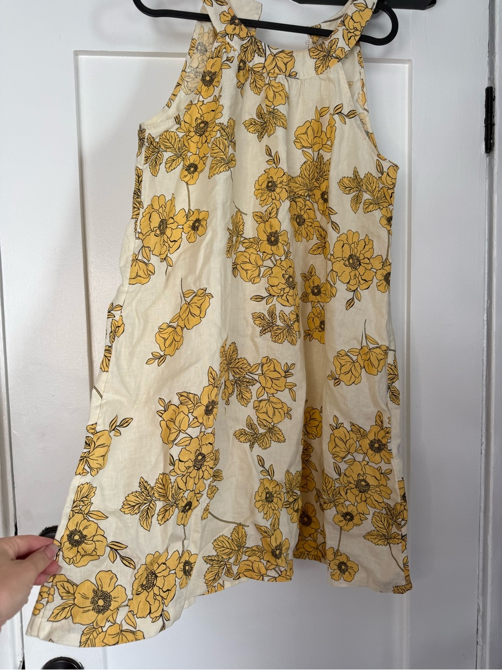 Cynthia Rowley Cream Linen Blouse with Yellow Floral Print